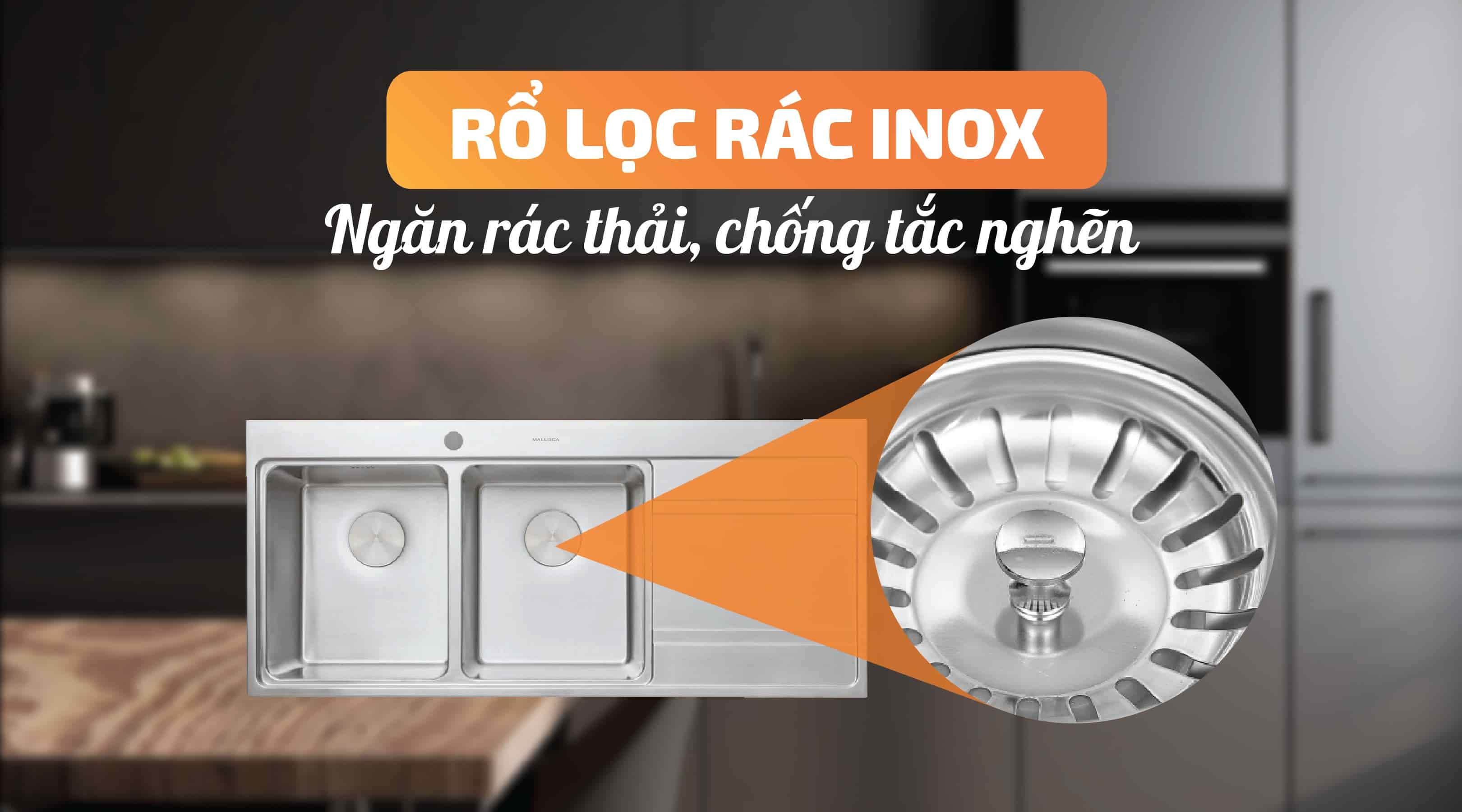 Chậu rửa chén Malloca MS 7818 - Rổ lọc rác tiện lợi